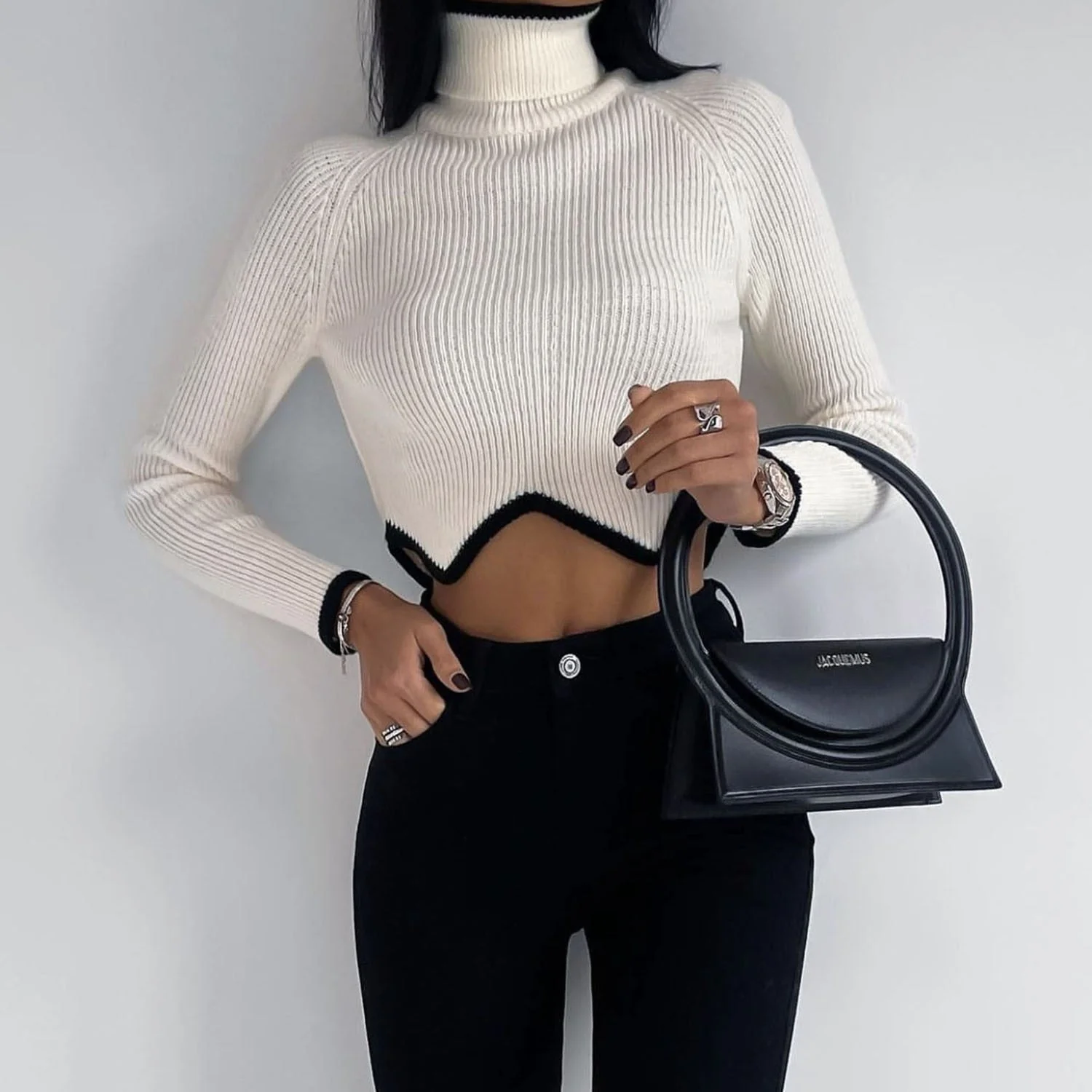 deanwangkt Turtleneck Crop Sweater Women Fashion Christmas Sweaters Winter Solid Knitted Long Sleeve Slim Pullovers Jumpers Knitwears - Deanwangkt