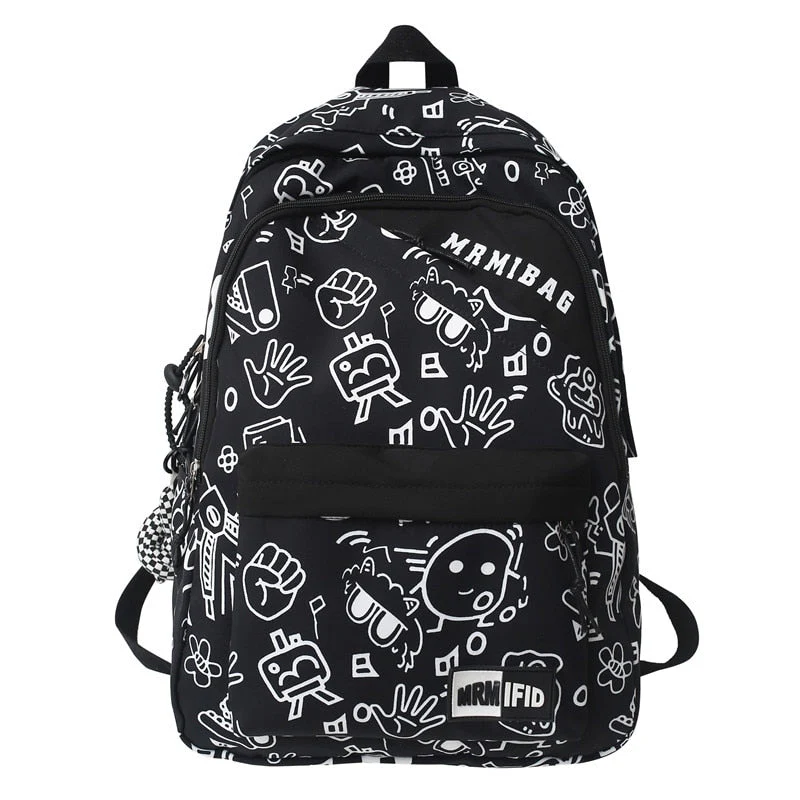 deanwangkt New Fashion Girl Graffiti Design Bookbag for Teens Backpack Colleg Cute Schoolbag Laptop Rucksack Women Mochila Travel Bag - Deanwangkt