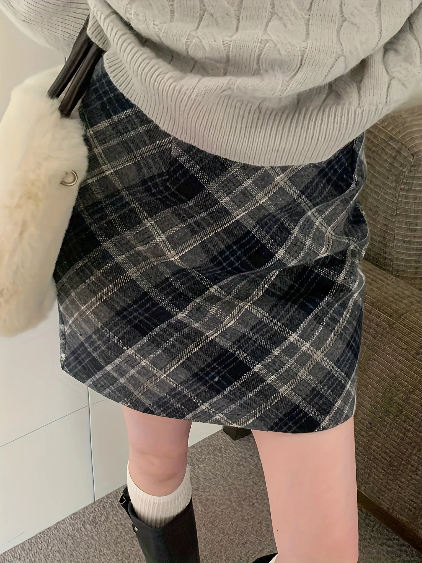 deanwangkt-1 Plaid Pattern Mini Skirt, Casual High Waist Skirt, Women's Clothing - Deanwangkt