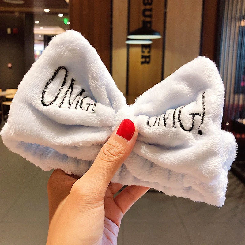 Wash Face Hair Holder Hairbands Soft Warm Coral Fleece Bow Animal Ears Headband For Women Girls Turban Fashion Hair Accessories - Deanwangkt