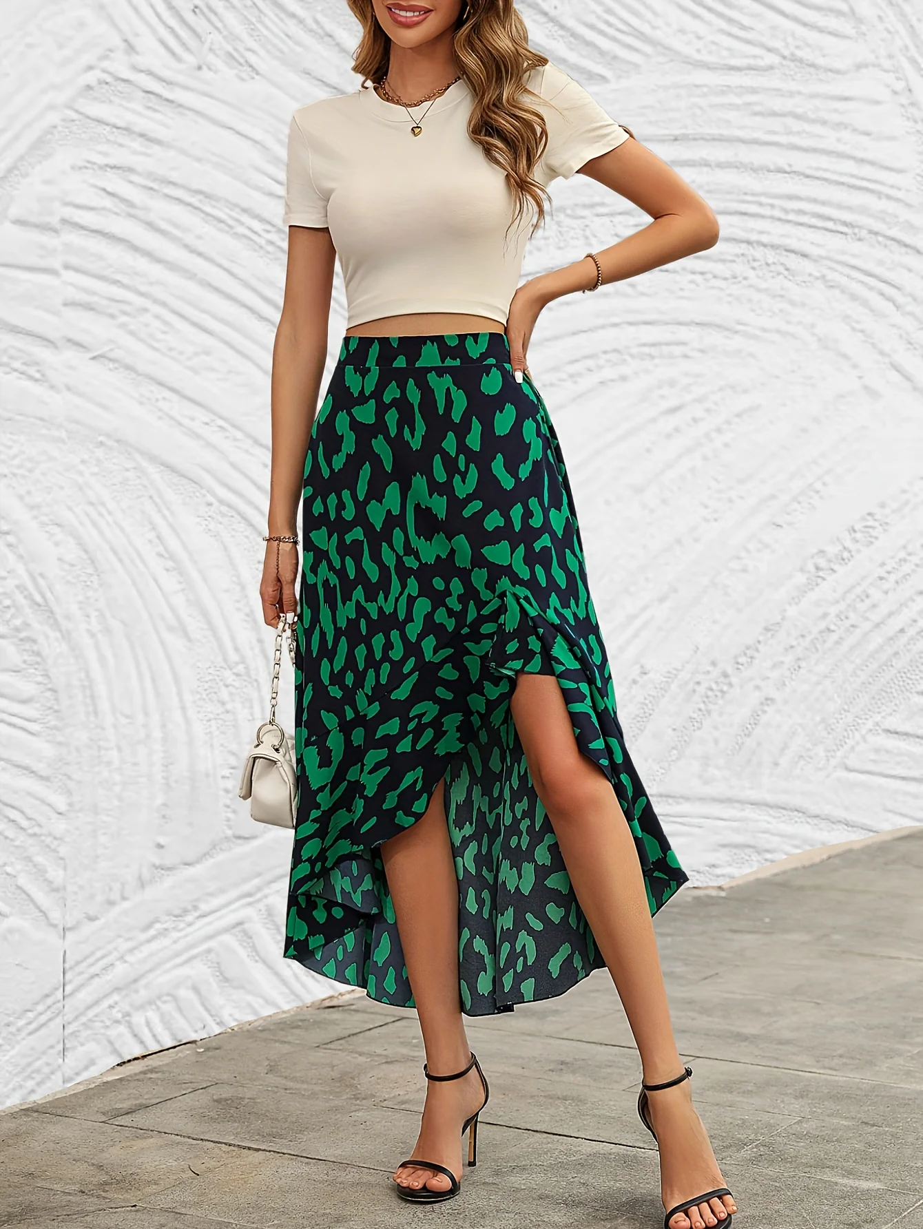 deanwangkt-1 All Over Print High Waist Skirt, Elegant Asymmetrical Hem Skirt, Women's Clothing - Deanwangkt