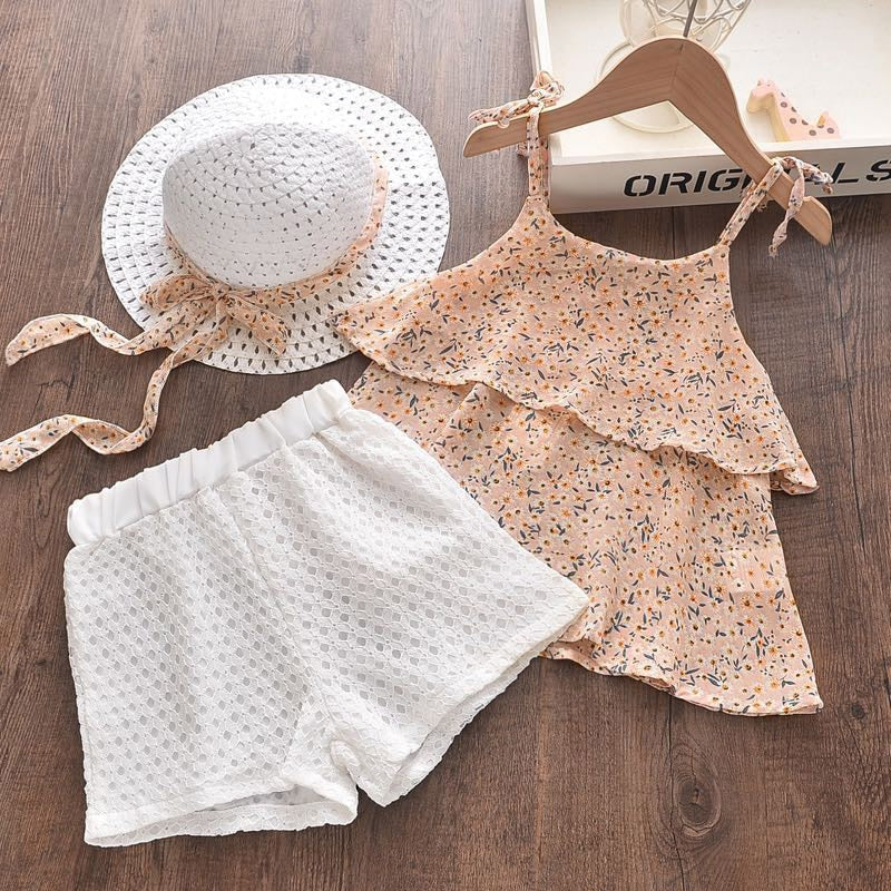deanwangkt Baby Girl Clothes  Summer Girls Clothing sets  Children's leaf Dots Design Girl Sleeveless shirt +Short Pant Fashion Style New Arrival - Deanwangkt