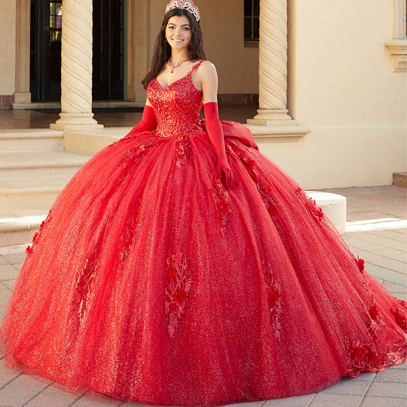 deanwangkt  Sequins Quinceanera Dresses  Sweet 15 Ball Gowns Crystal Bow Flower Lace Luxuy Girls Birthday Evening Formal Party Beaded Women - Deanwangkt