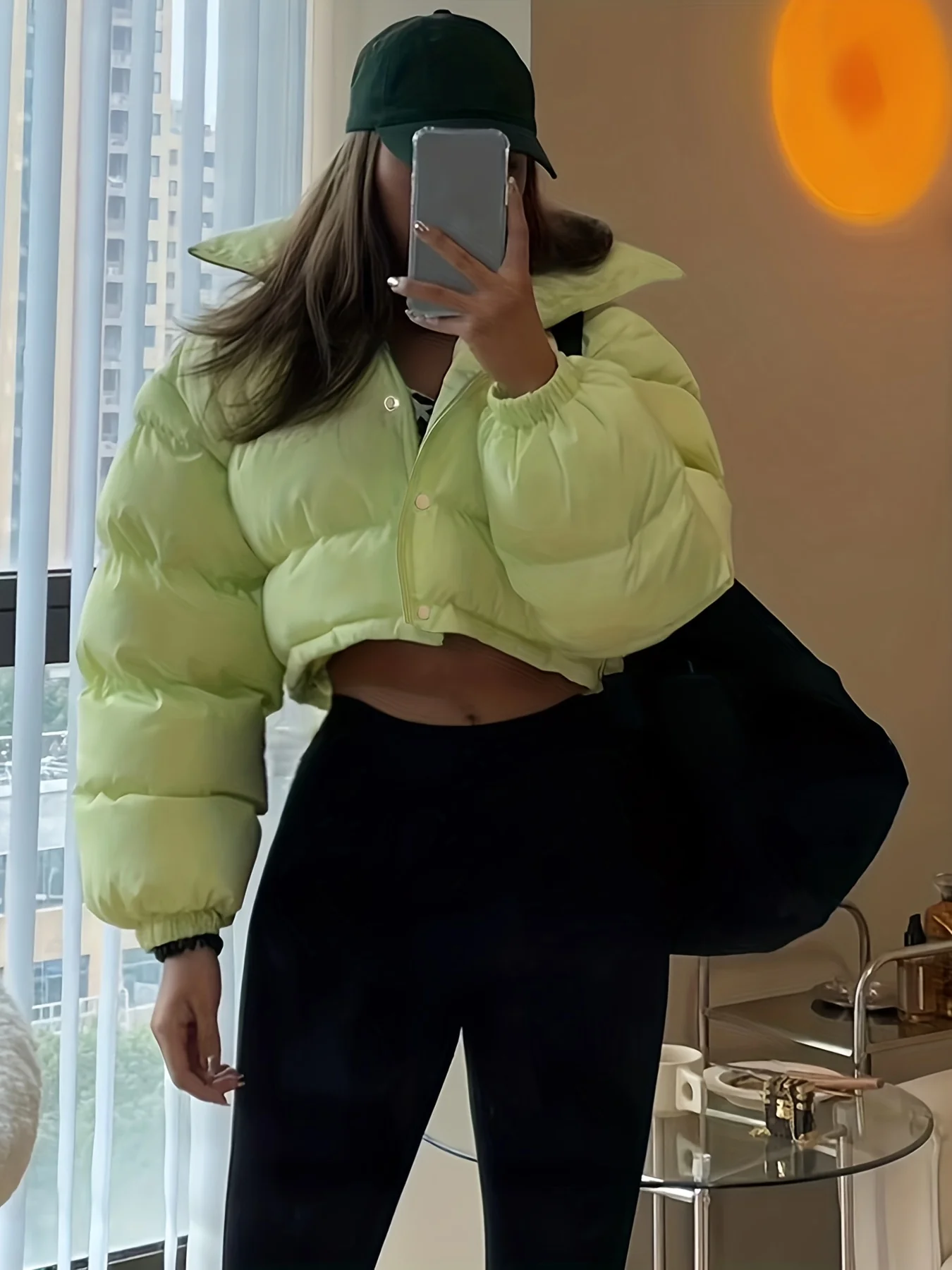 Solid Full Zipper Crop Coat, Warm Stand Collar Lightweight Coat, Outerwear For Fall & Winter, Women's Clothing - Deanwangkt