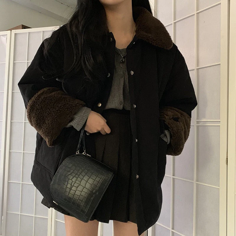 deanwangkt  Lambswool Retro Coats Fashion Thicken Elegant Warm Hot  Winter High Street New Casual All Match Loose Jackets - Deanwangkt