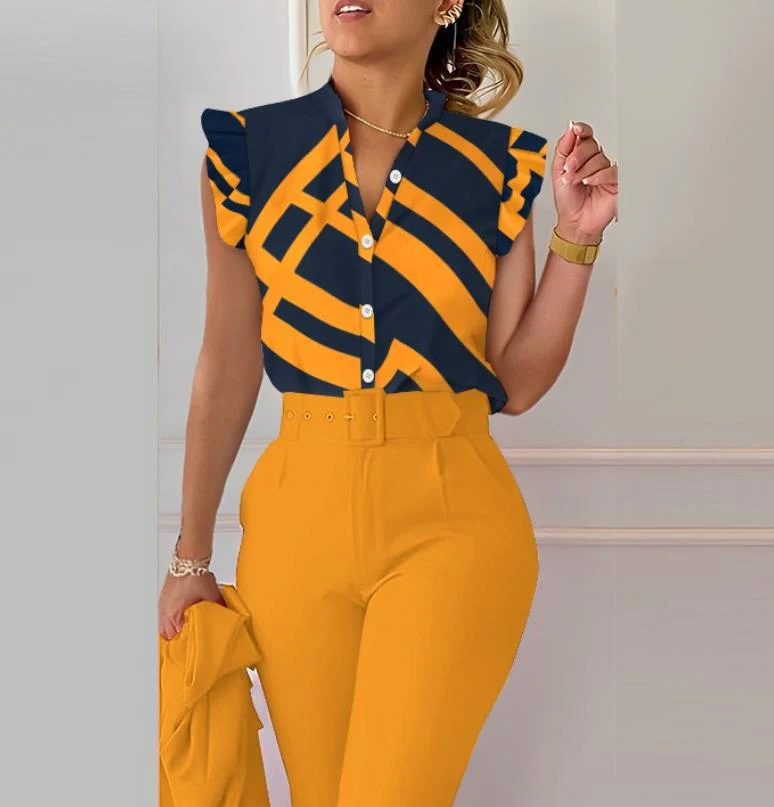 deanwangkt Casual V Neck Floral Print Shirt Blouse Office Lady Spring Summer Elegant Short Sleeve Shirts For Women Fashion White Top - Deanwangkt