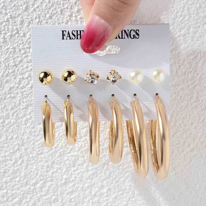 DEANWANGKT 23 Styles Women Earring Set Fashion Jewelry Gold Metal Big Hoop Dangle Drop Earing Butterfly Tassel Geometric Punk Brincos Femme - Deanwangkt