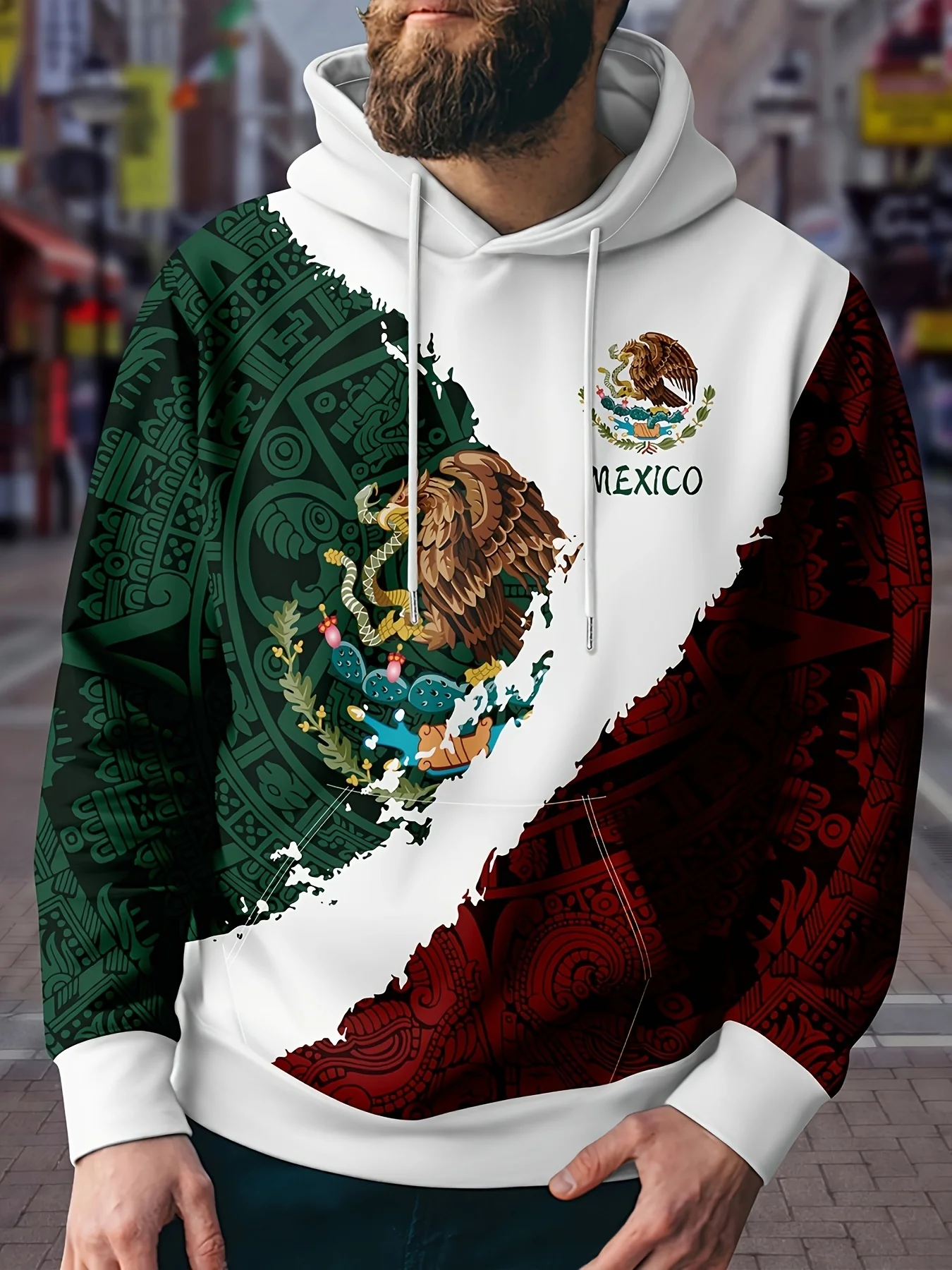 deanwangkt-1 Men's Long Sleeve Eagle Holding Snake Print,Hoodies Street Casual Sports And Fashionable With Kangaroo Pocket Sweatshirt,Suitable For Outdoor Sports,For Autumn And Winter, Fashionable And Versatile, Can Be Paired With Hip-hop Necklace - Deanwangkt