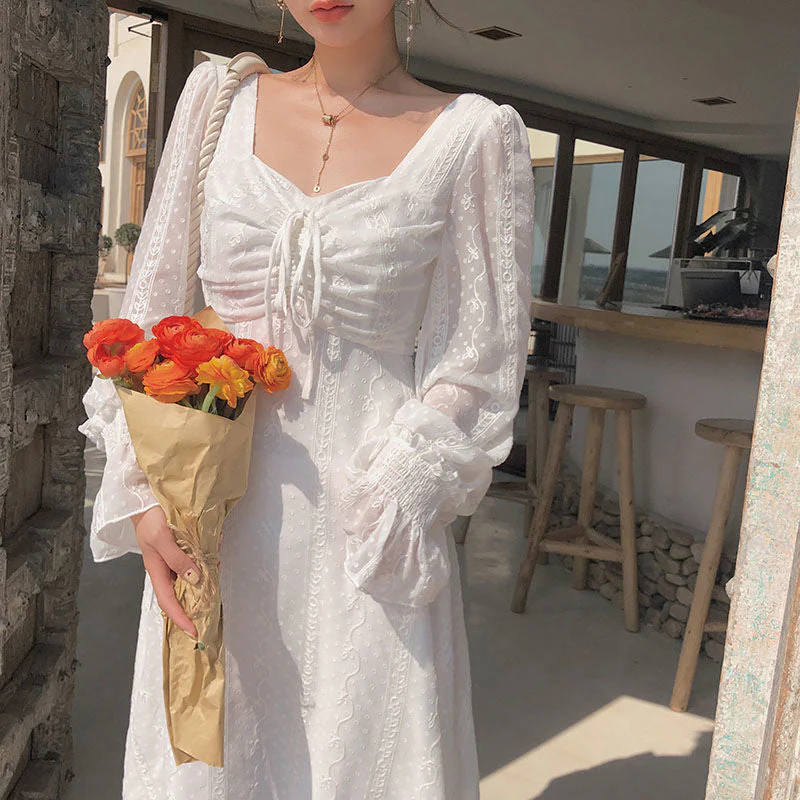 Vintage Fairy Dress Women Elegant Designer Chiffon Dress Long Sleeve French Party Midi Dress Casual Women's Clothing Autumn - Deanwangkt