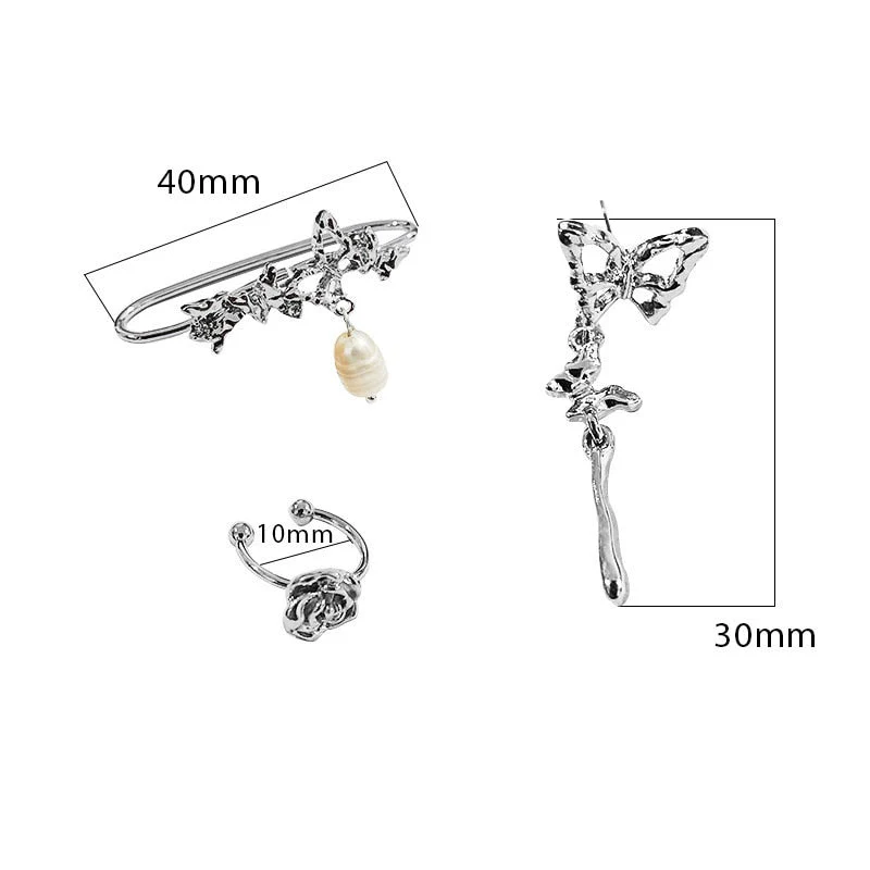 Fashion Korean Delicate Zircon Butterfly Clip Earrings For Women Elegant Pearl Earring No Piercing Cartilage Ear Cuff Jewelry - Deanwangkt