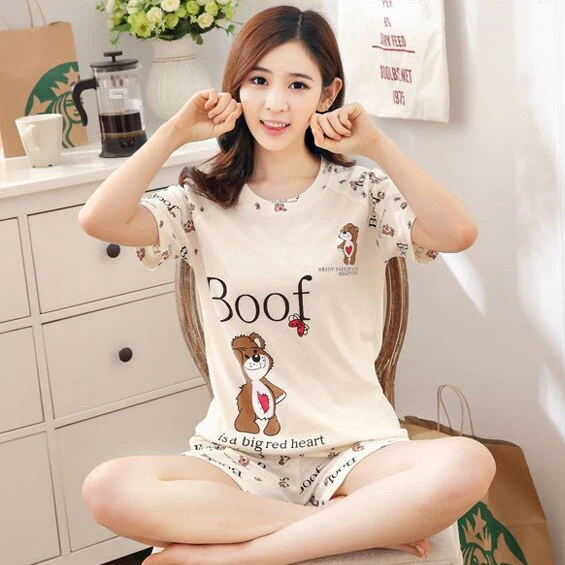 Girl Sleepwear Cartoon Summer Women Pajamas Set Pijama Short Women Pyjamas Suit Female Clothing  Nightwear - Deanwangkt