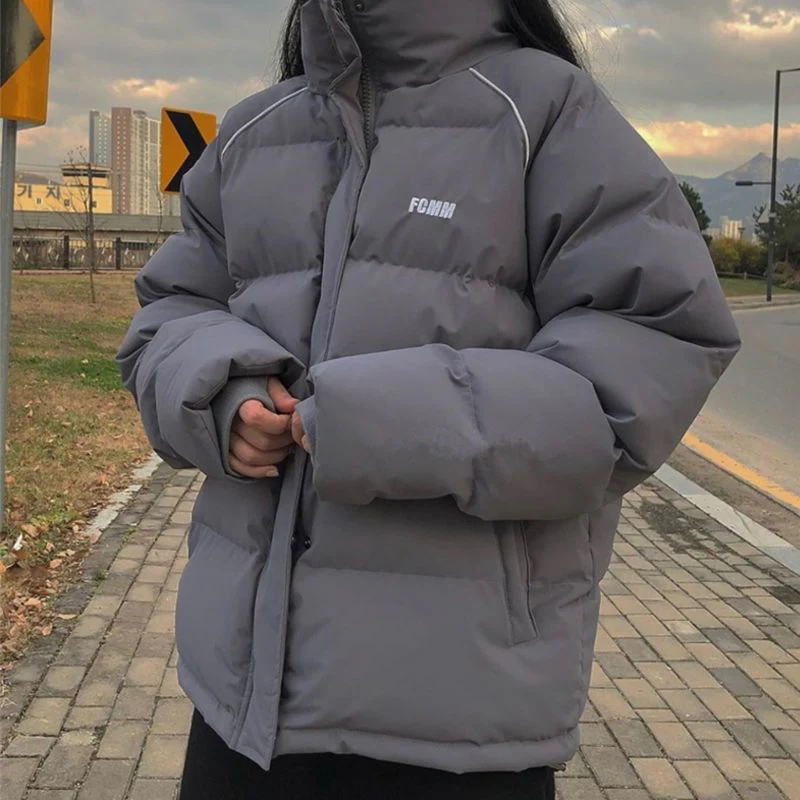 deanwangkt Women's cotton-padded jacket for winter  new students Korean thickening simple parkas high street preppy short bread coats - Deanwangkt