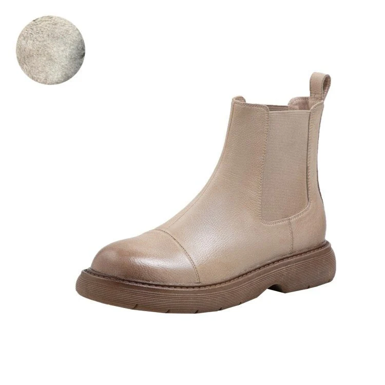 deanwangkt Autumn Boots    New Fall/Winter Women Shoes Flat Shoes Women Split Leather Ankle Boots Round Toe Thick Heel Boots Women Fashion Women Boots - Deanwangkt