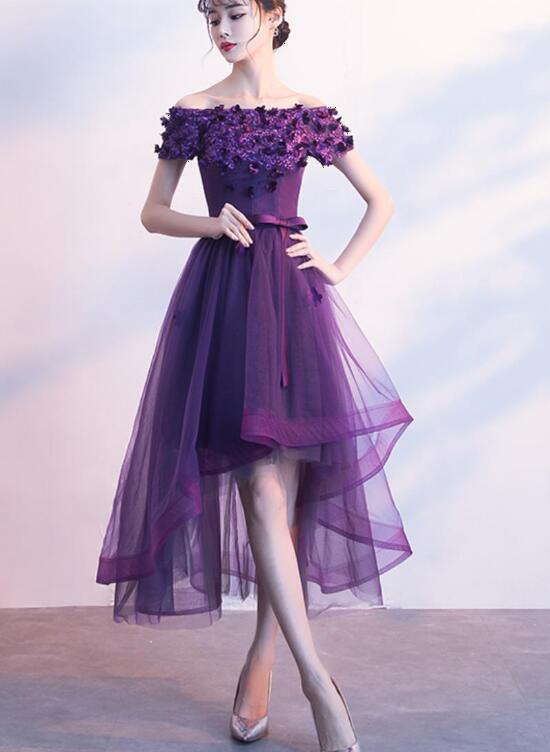 Solvbao Dark Purple High Low New Party Dress, Purple Homecoming Dress - Deanwangkt