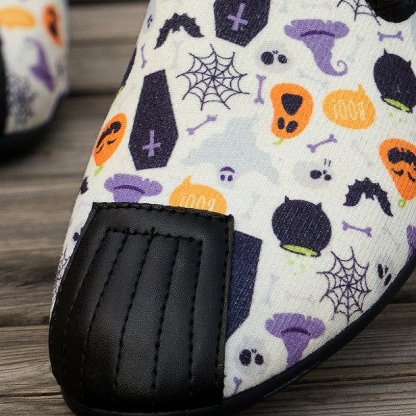 deanwangkt - Halloween Cream White Casual Patchwork Printing Round Comfortable Flats Shoes - Deanwangkt