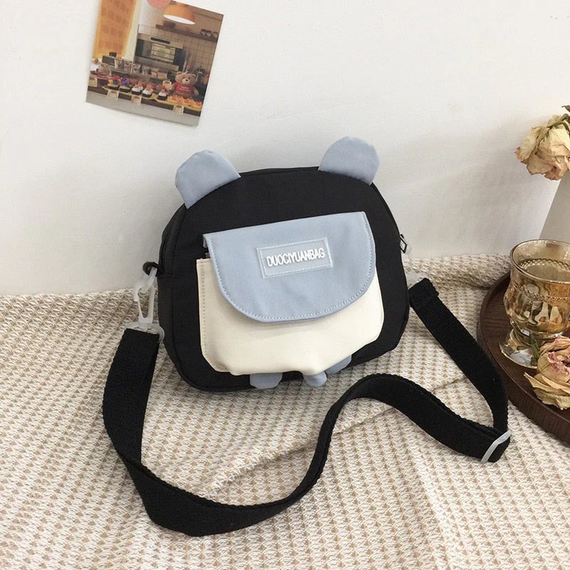 deanwangkt Japanese Style Lovely Small Bag Women Cartoon Bear Ears Nylon Bag Student Girl Crossbody Bags For Women Bolsa Mujer Shoulder Bag - Deanwangkt