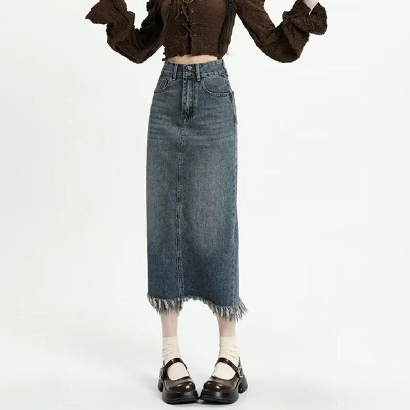 deanwangkt New Japanese Fashion INS Mid Skirt Art Simple And Lazy Temperament Trend Versatile Natural Waist Skirt For Women - Deanwangkt