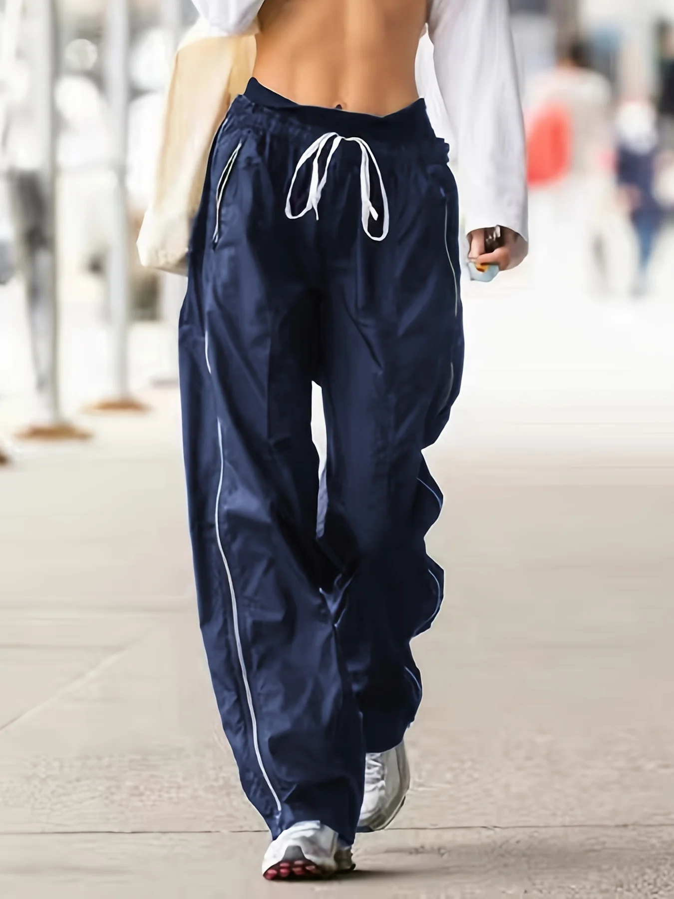 deanwangkt-1  Y2K Elastic Loose Pants, Casual Drawstring Slant Pocket Pants, Women's Clothing - Deanwangkt