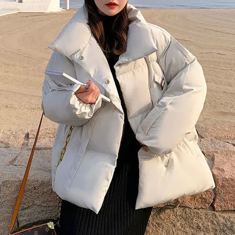 deanwangkt Winter Parkas Puffer Jacket Women New Fall Thicken Warm Oversized Coats Korean Fashion Button Down Coat Hot Sale - Deanwangkt