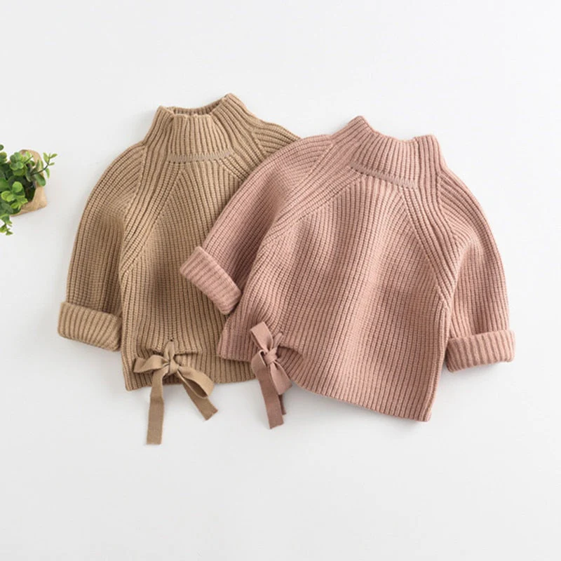 Children Baby Sweaters Solid Color Turtleneck Boys and Girls Sweaters Knit Kids Pullover Casual Baby Girl Clothing 1-5 Y - Deanwangkt