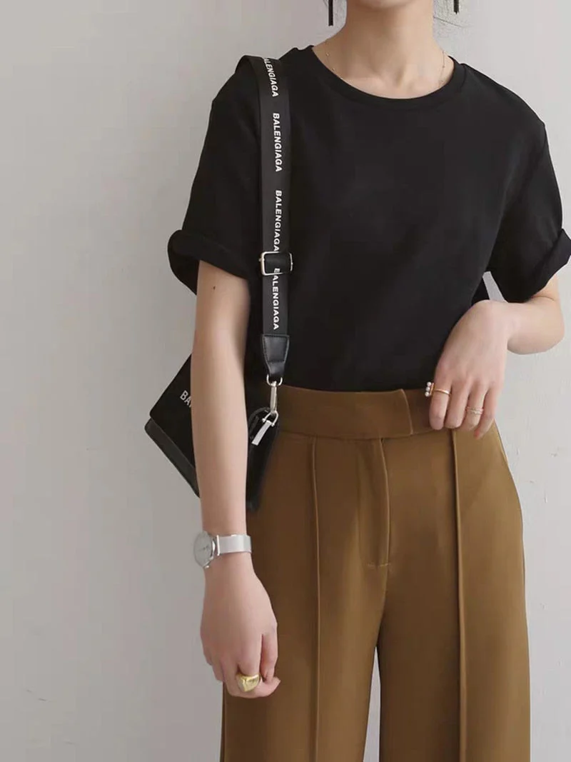 Christmas Gift  100% Cotton T Shirt Women Summer New Oversized Solid Basic Tees 9 Color Casual Loose Tshirt Korean O Neck Khaki Tops - Deanwangkt