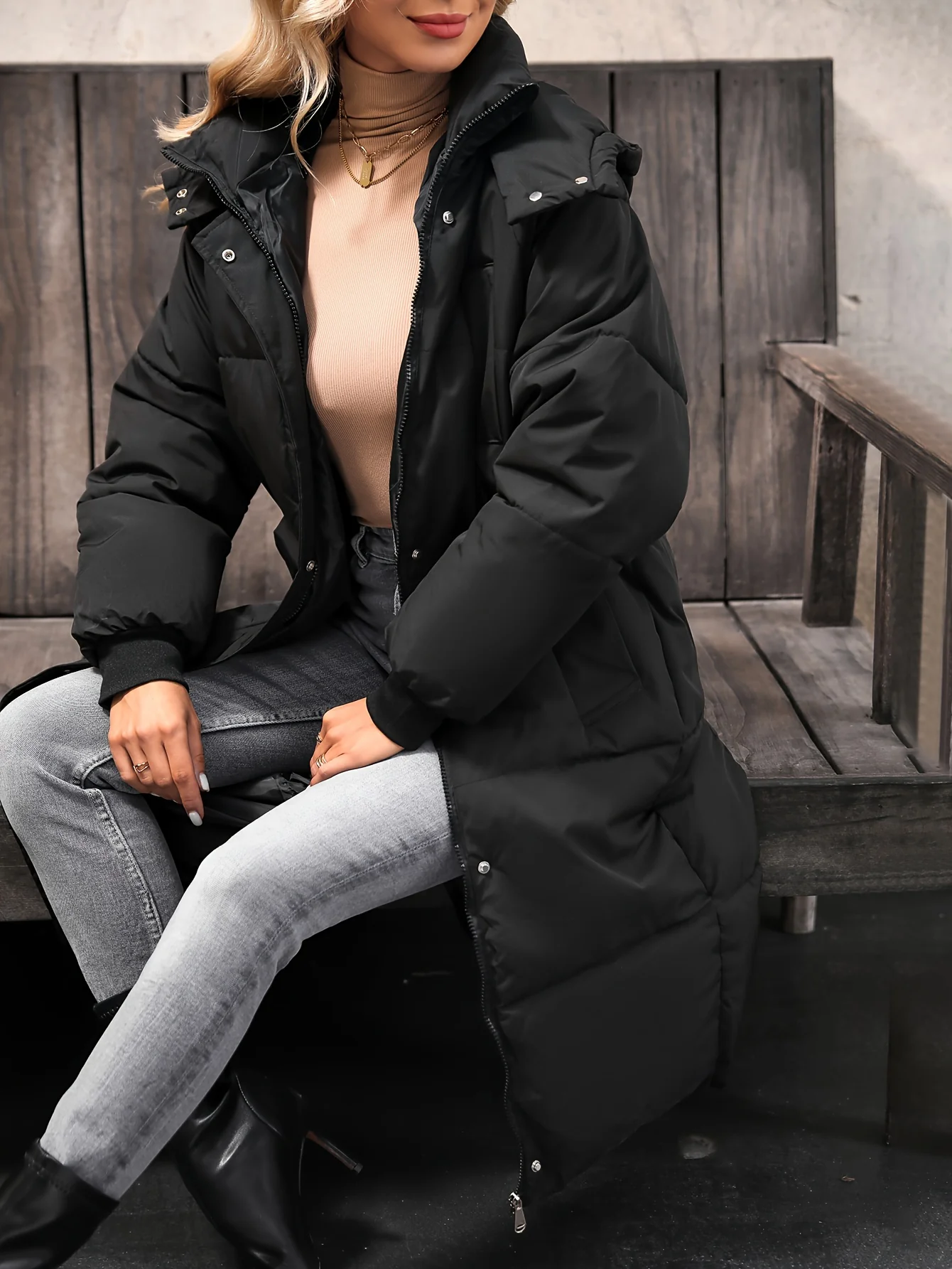 Zip Up Hooded Parka, Casual Solid Coat For Winter & Fall, Women's Clothing - Deanwangkt