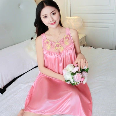 deanwangkt Women Soft Nightgowns Sexy Nightwear Lace Patchwork Long Sleepwear Lingerie Nighty Wedding Silk Dress Sleep Wear Nightdress - Deanwangkt