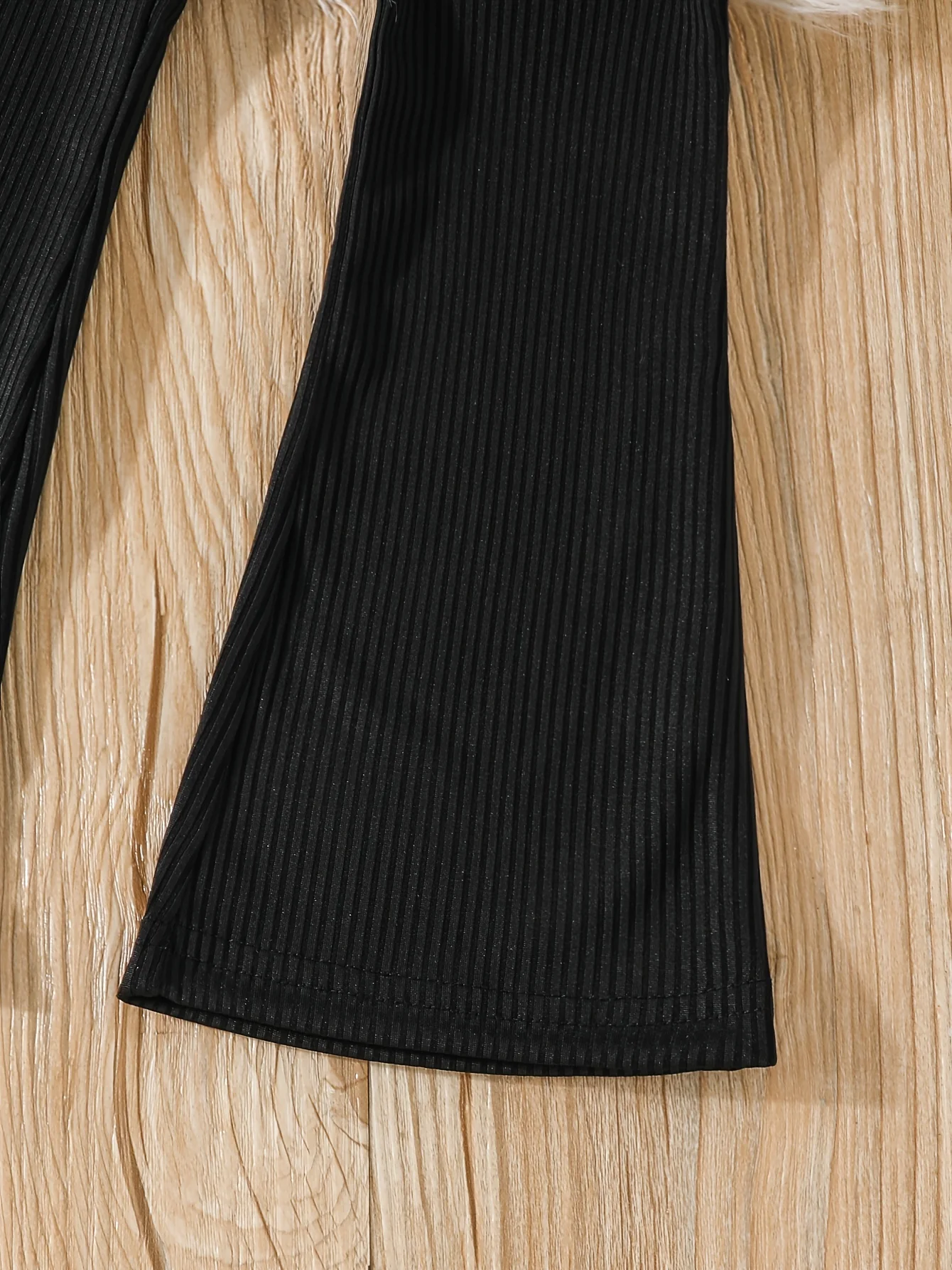 Girls' Ribbed Bell Bottom Trousers Stretch Slim For Outerwear Kids Flared Tight Pants For Spring And Autumn - Deanwangkt