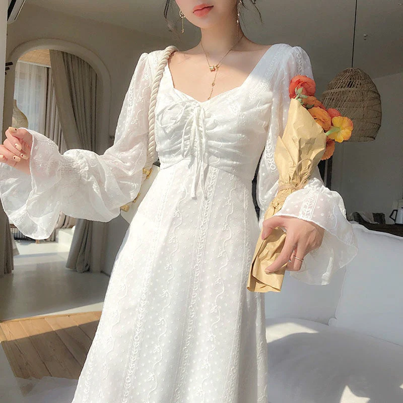 Vintage Fairy Dress Women Elegant Designer Chiffon Dress Long Sleeve French Party Midi Dress Casual Women's Clothing Autumn - Deanwangkt