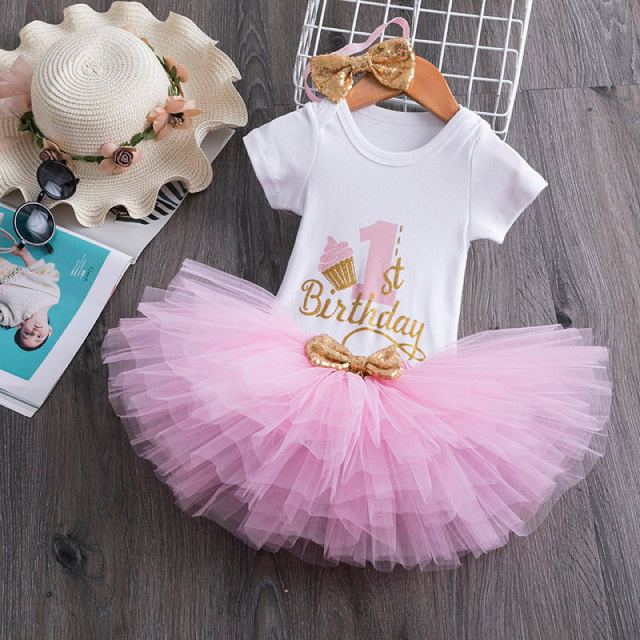 deanwangkt My Little Baby Girl First 1st Birthday Party Dress Cute Pink Tutu Cake Outfits Infant Dresses Baby Girls Baptism Clothes 0-12M - Deanwangkt