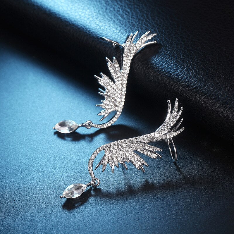 DEANWANGKT 20 Style Luxury Shiny Crystal Rhinestone Long Tassel Ear Cuff No Pierced Ear Clip Earrings For Women Wedding Korean Trend Jewelry - Deanwangkt