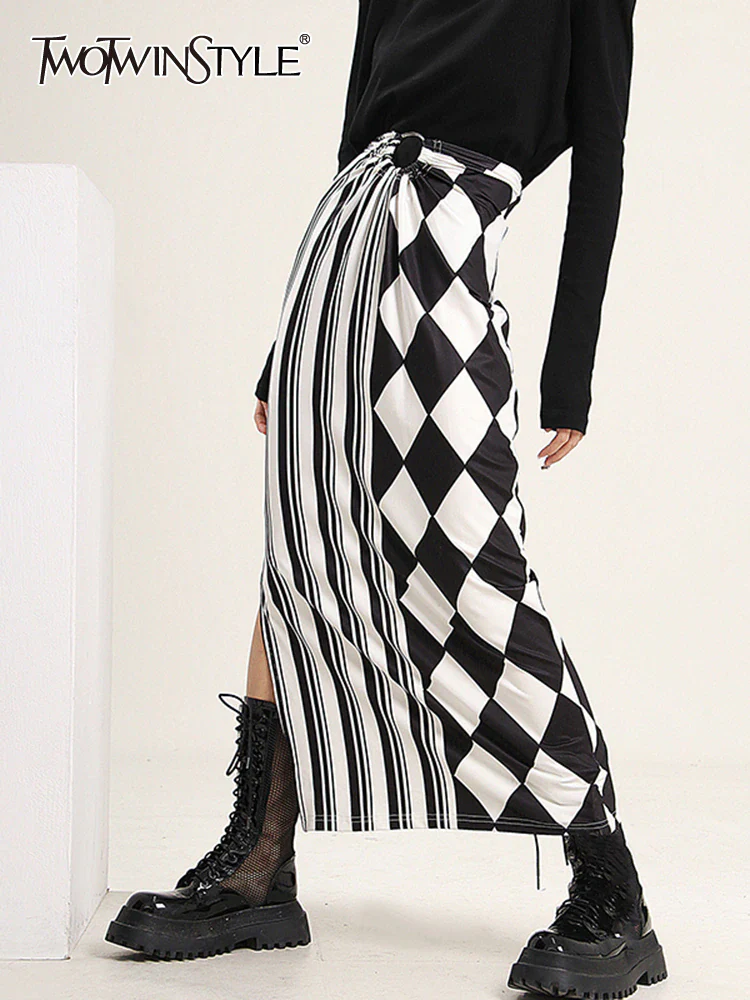 deanwangkt Patchwork Plaid Color Block Skirt For Women Lapel Long Sleeve Loose Casual Blouses Female Fashion Clothes Style New - Deanwangkt