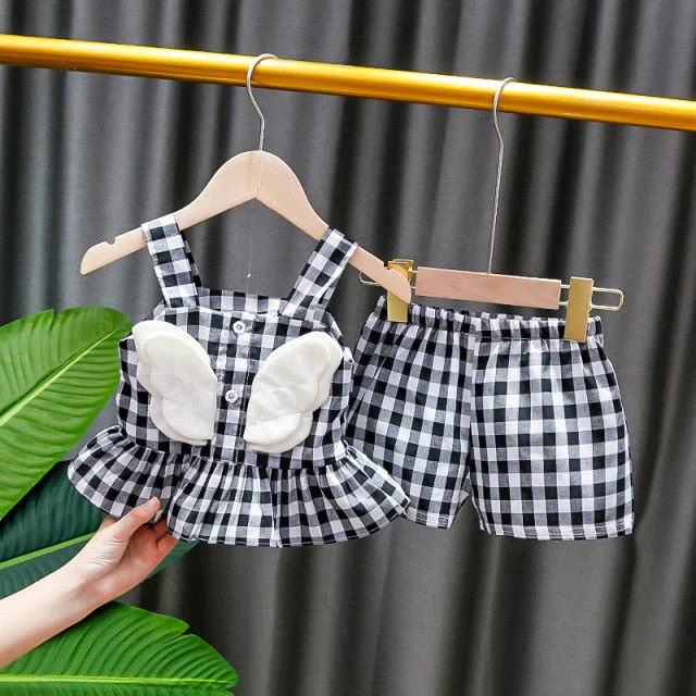 deanwangkt NEW Newborn Baby Girls Clothes Sleeveless Dress+Briefs 2PCS Outfits Set Striped Printed Cute Clothing Sets Summer Sunsuit 0-24M - Deanwangkt