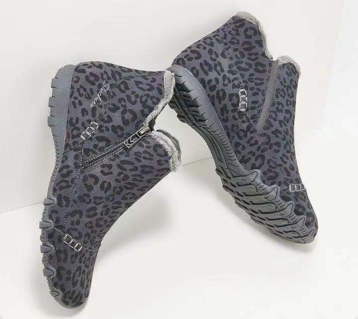 DEANWANGKT Christmas Gift Casual Snow Boots Women  New Thick Velvet Zipper Boots Winter Fashion Boots Warmth Flat Heel Ankle Boots Botas De Mujer - Deanwangkt