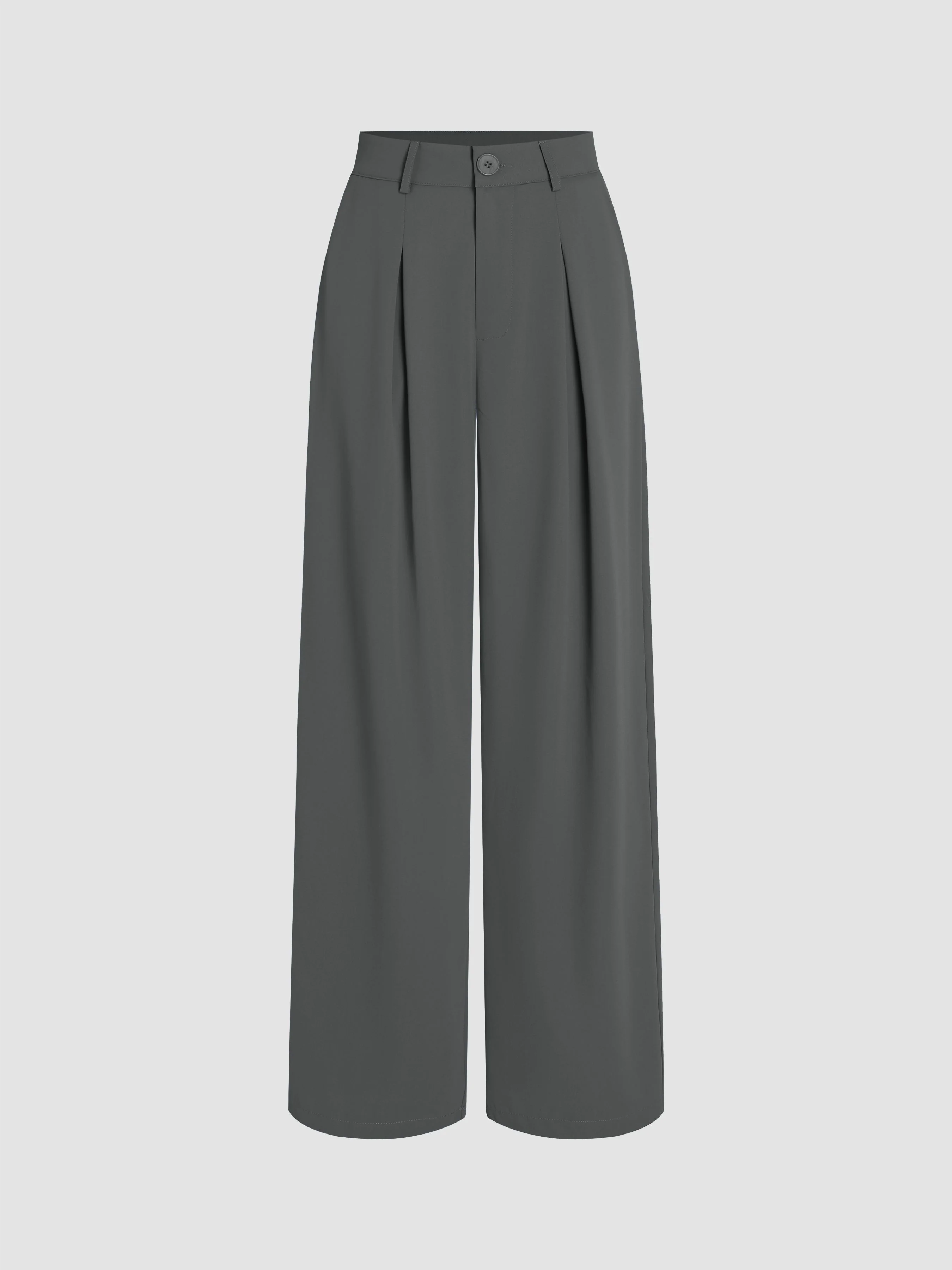 deanwangkt-1  Solid Wide Leg Pants, Elegant Button Slant Pocket Draped Pants, Women's Clothing - Deanwangkt