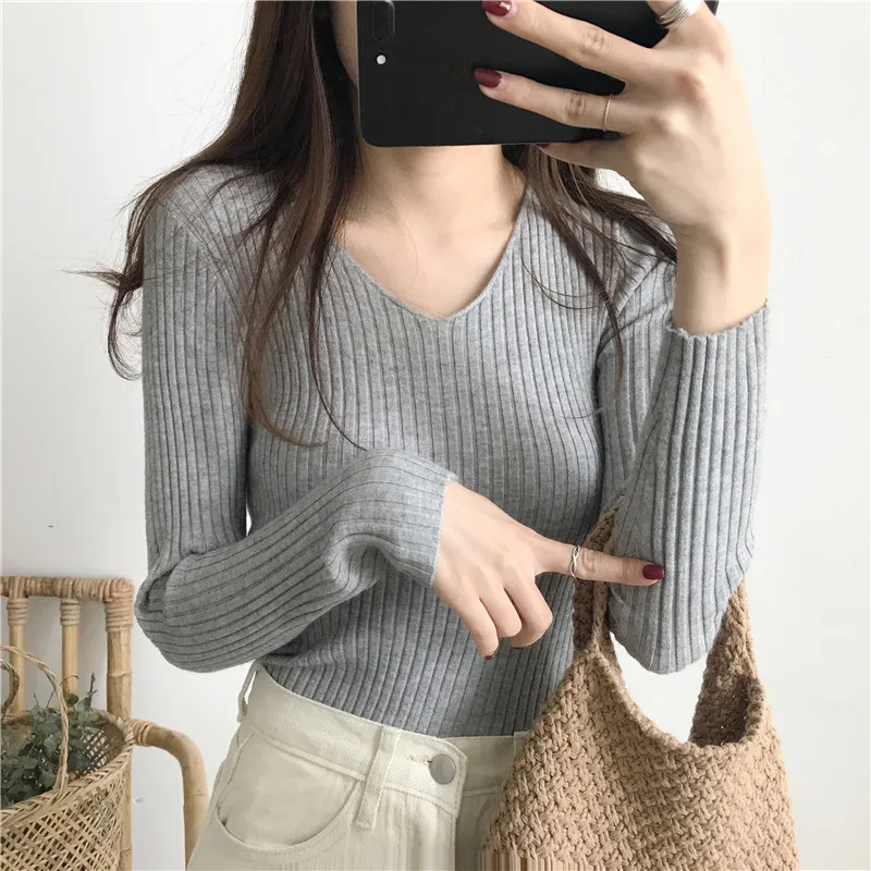 deanwangkt New Autumn Winter Women Sweater Sold Warm Turtlenecks Casual V Neck Oversized Lady Sweaters Knitted Pullover Top Pull Femme - Deanwangkt