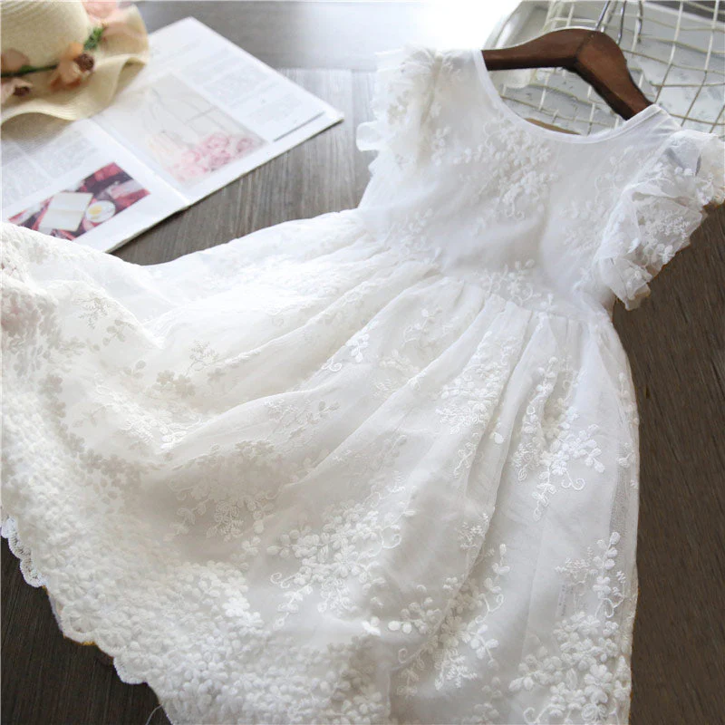 deanwangkt Elegant Flower Girls Dress Wedding Party Princess Dress Casual Kids Clothes Lace Long Sleeves Dress Children's Vestidos For 3-8T - Deanwangkt