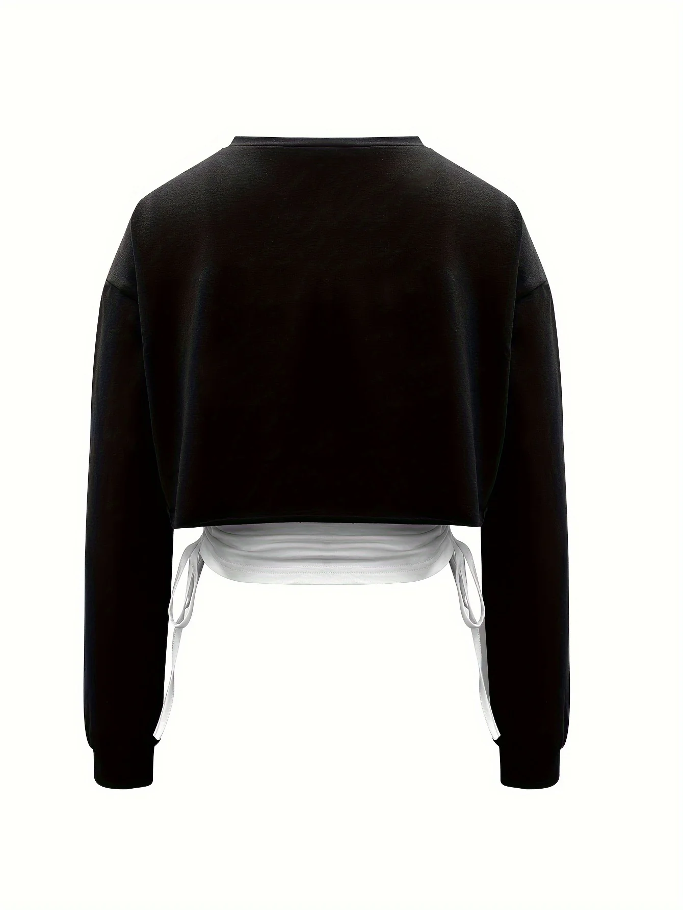 deanwangkt  Casual Two-piece Set, Solid Drawstring Ruched Tank Top & Crop Sweatshirt Outfits, Women's Clothing - Deanwangkt