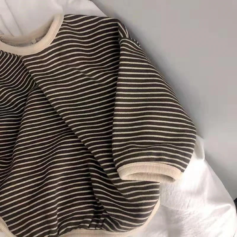 1-8T Cotton Children's Clothing Long Sleeve T-shirts Striped Baby Boy Girl Tops Casual Kids T-shirt Autumn Spring Tee - Deanwangkt