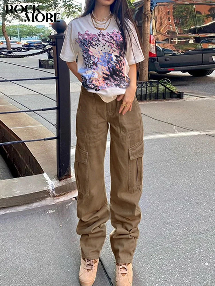 Graduation Gifts Baggy High Waist Jeans Woman 90s Streetwear Straight Cargo Pants Casual Mom Boyfriend Wide Leg Denim Trousers Capri - Deanwangkt