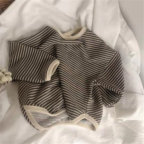 1-8T Cotton Children's Clothing Long Sleeve T-shirts Striped Baby Boy Girl Tops Casual Kids T-shirt Autumn Spring Tee - Deanwangkt