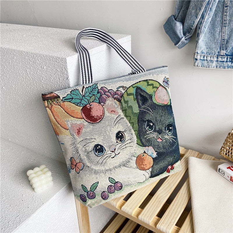 deanwangkt  Fashion Folding Women Big Size Handbag Tote Ladies Casual Flower Printing Canvas Graffiti Shoulder Bag Beach Bolsa Feminina - Deanwangkt