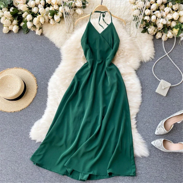 Women Sexy Satin Evening Dress Summer Off Shoulder High Waist Party Long Dresses Female Elegant Beach Robe Vestidos - Deanwangkt