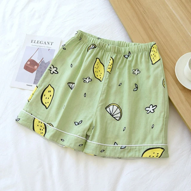 deanwangkt  Pyjamas Women 100% Cotton Short Sleeves Ladies Pajama Sets Shorts Cute Cartoon Print Japanese Simple Sleepwear Homewear Pijamas - Deanwangkt