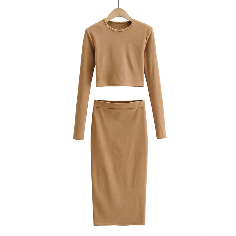 Graduation Gifts  Women long tees tops t shirt Top long Skirt two piece Set Hot Sexy Women Korean Two-piece Suit skirts sets HIEZ - Deanwangkt