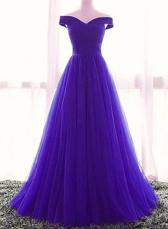 Solvbao Beautiful Purple A-line Long Off Shoulder Prom Dress, New Prom Dress - Deanwangkt