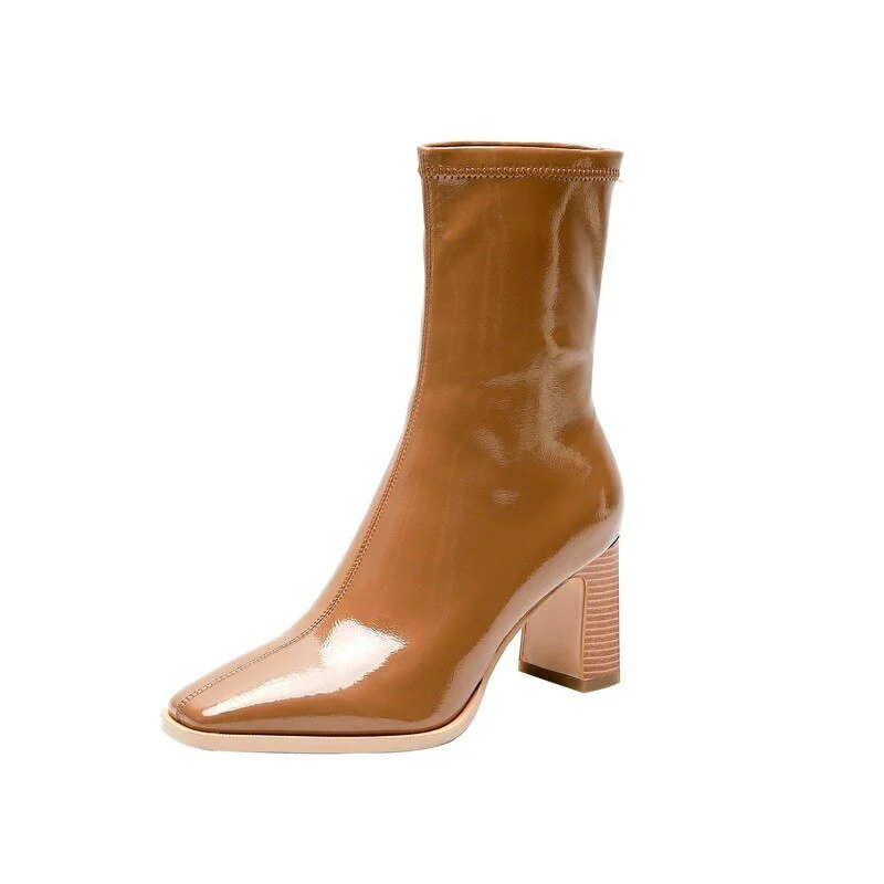 DEANWANGKT Fashion Black Sexy Ankle Boots Women High Heels Shoes Ladies Thigh High Boots Spring Leather Long Boots Female Shoe Botas Mujer - Deanwangkt