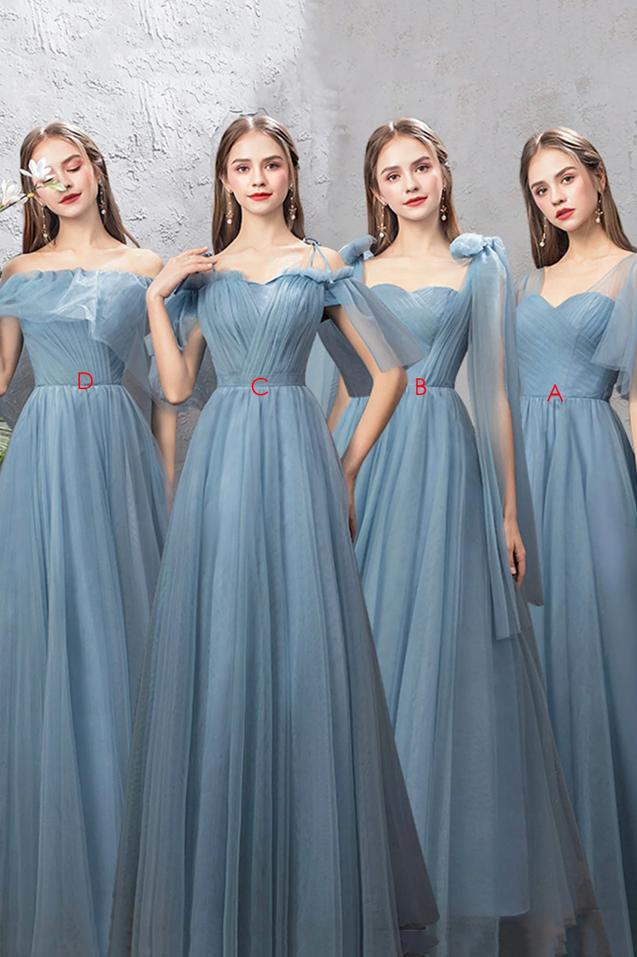 solvbao Blue Tulle Long Prom Dresses, Blue Tulle Bridesmaid Dresses - Deanwangkt