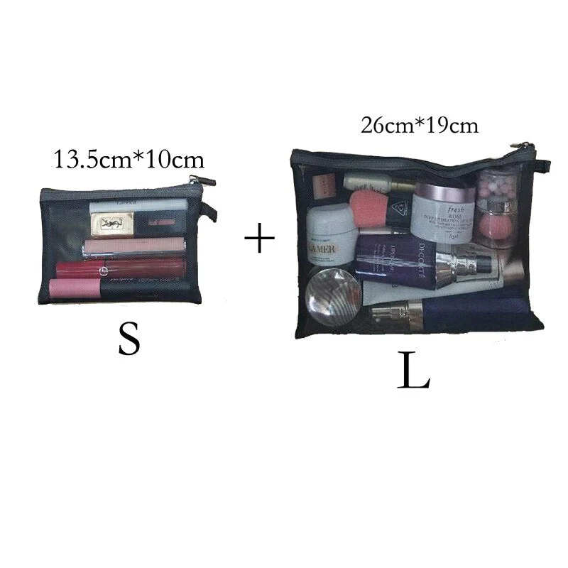 deanwangkt  Mini Mesh Cosmetic Bag Women Portable Lipstick Bag Makeup Bag One Set Makeup Pouch Toiletry Bag Necessarie Feminina Kosmetyczka - Deanwangkt