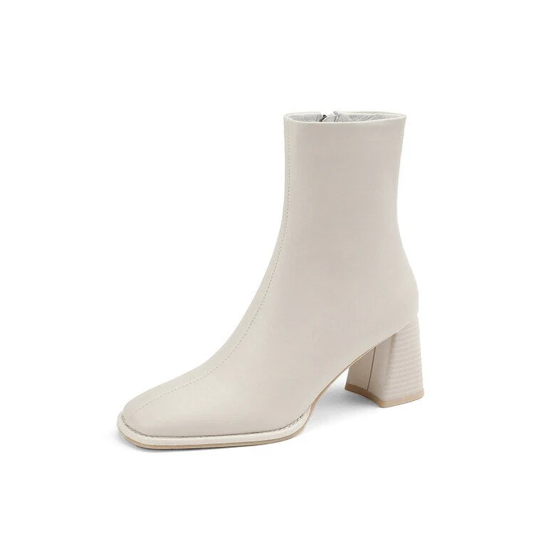 deanwangkt Autumn Shoes    Autumn/Winter Women Boots Split Leather High Heel Boots Square Toe Square Heel Shoes Women Concise Short Modern Boots Fall Shoes - Deanwangkt